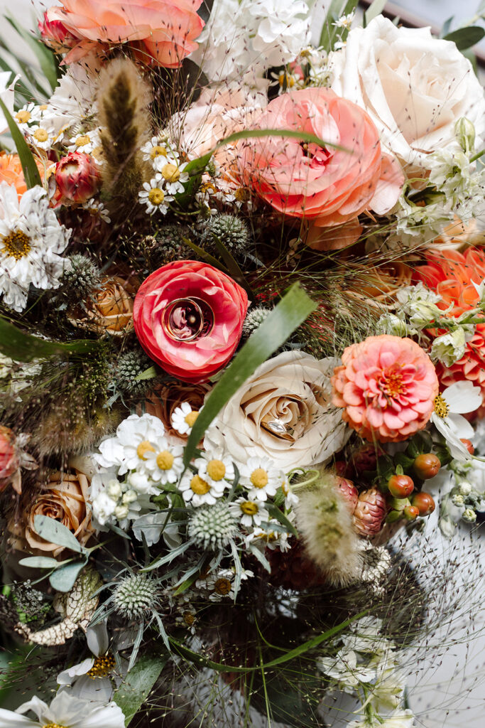 Adirondack Lake wedding floral details