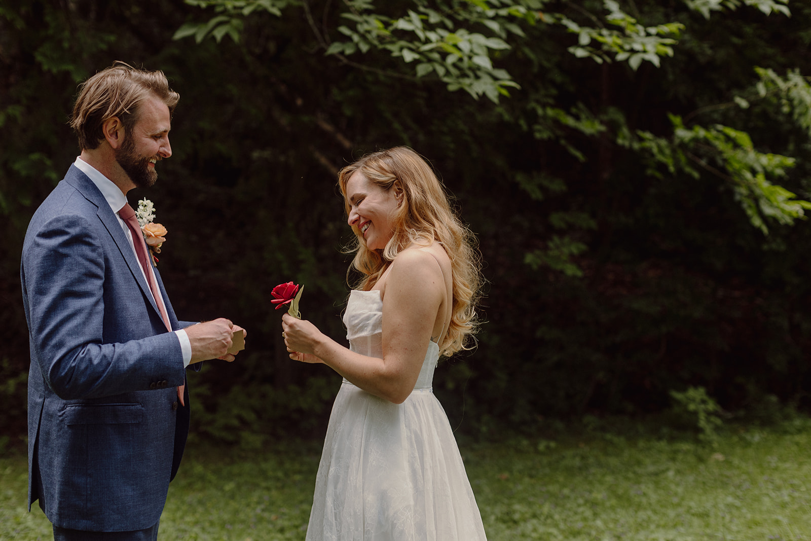 Adirondack Lake wedding first look
