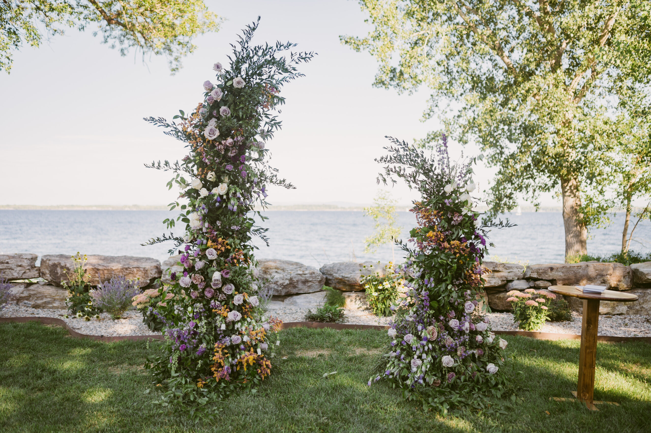 private estate lake wedding ceremony arbor