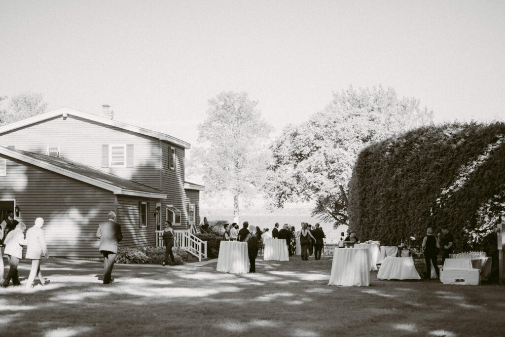 private estate lake wedding cocktail hour