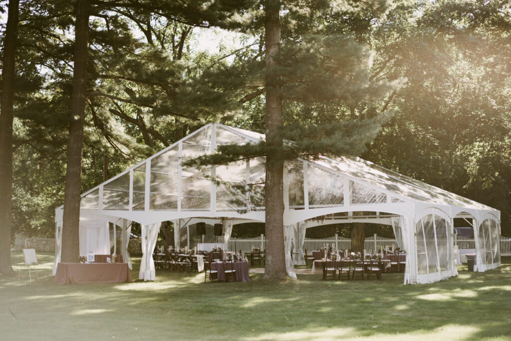 private estate lake wedding clear tent