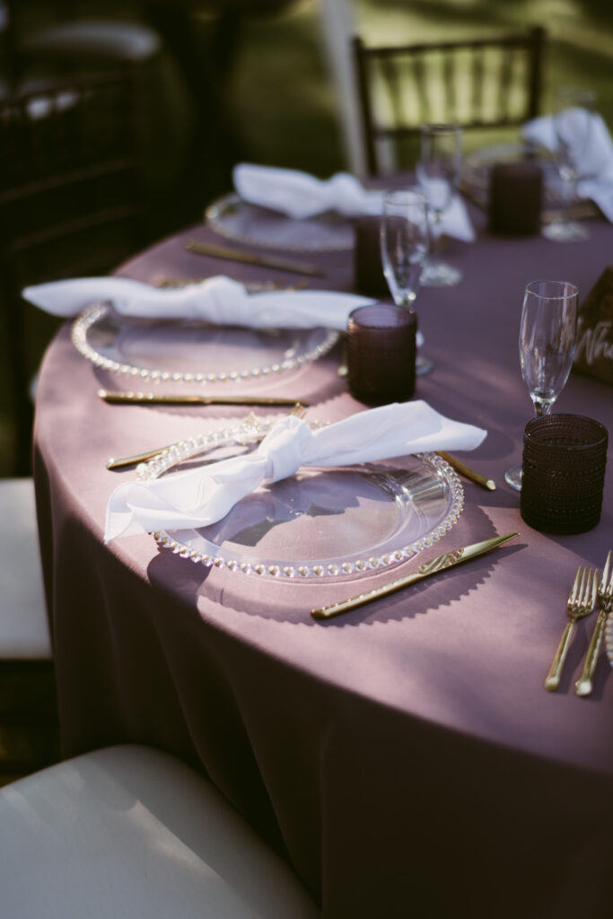 private estate lake wedding place setting