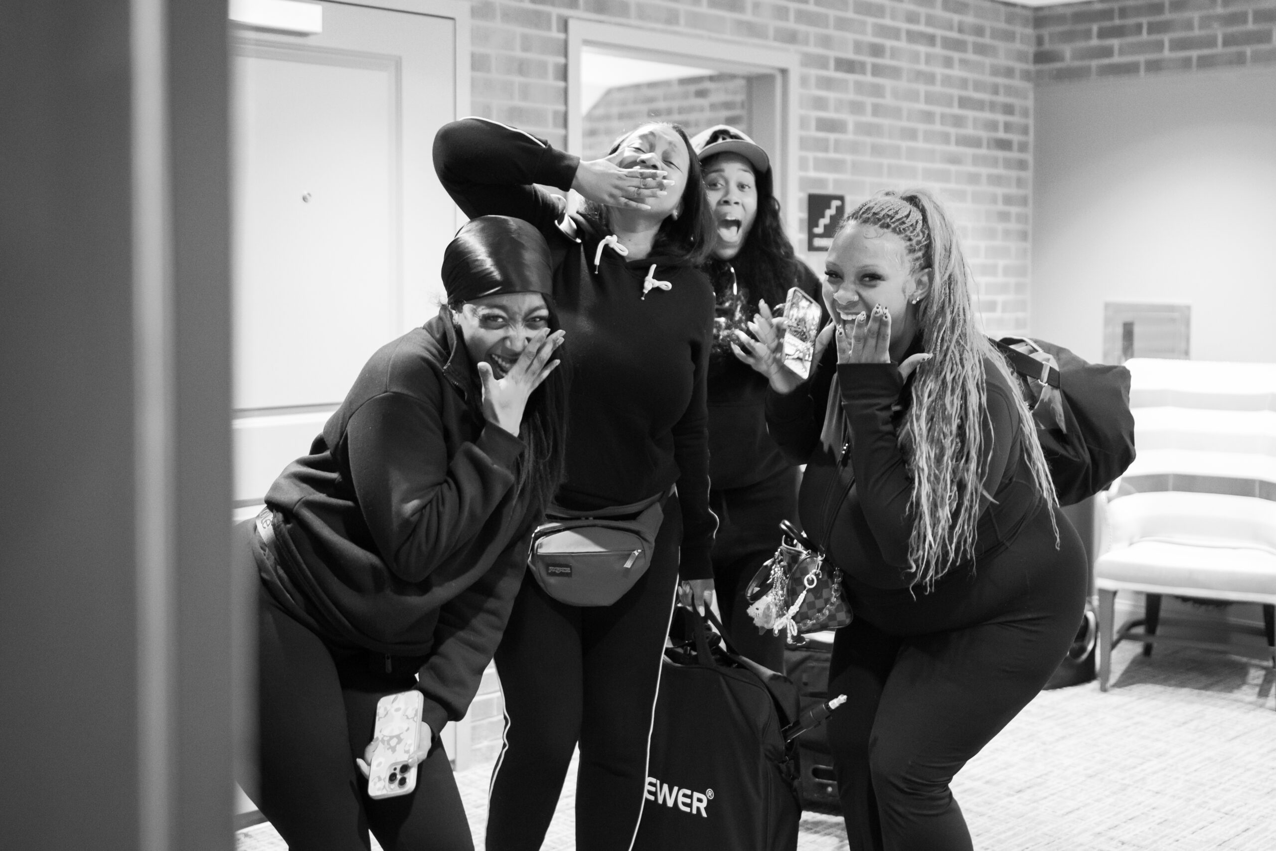 Cashmeir Bridal beauty team posing for a group photo after everyone is ready